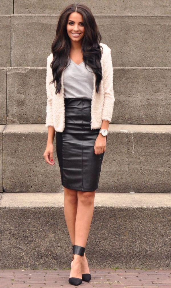 Стильные кожаные юбки 2026 года: фото, модные луки