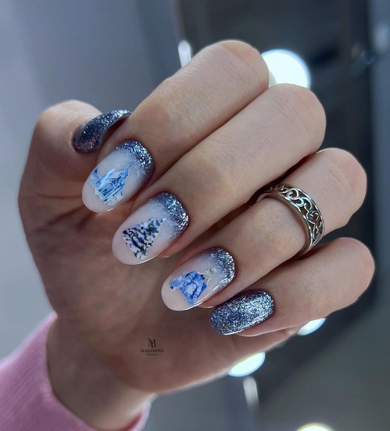 Зимний маникюр с рисунком 2026-2027: креативные тенденции зимнего нейл-арта