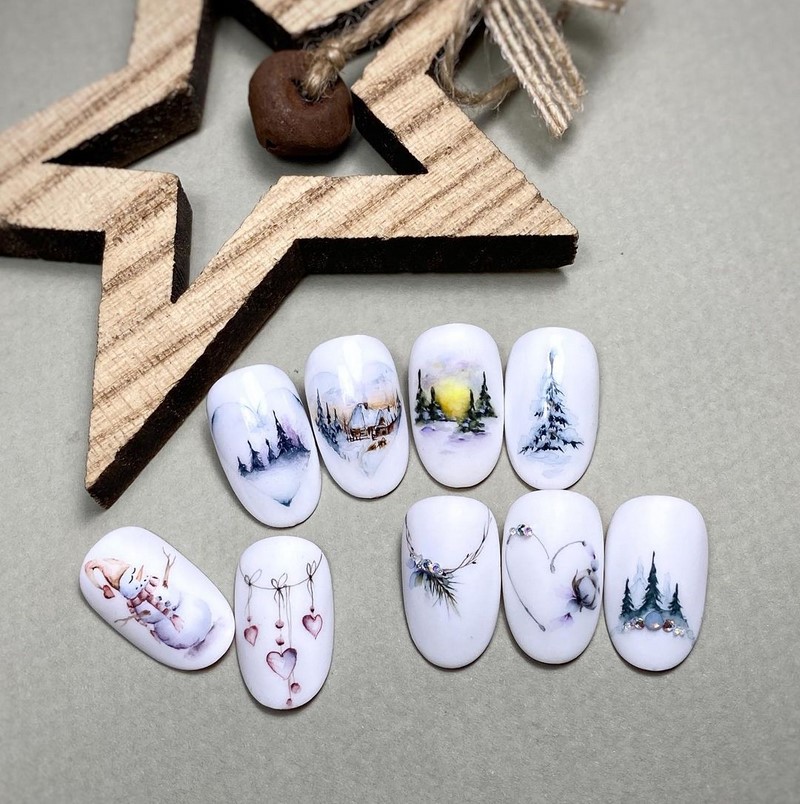 Зимний маникюр с рисунком 2026-2027: креативные тенденции зимнего нейл-арта