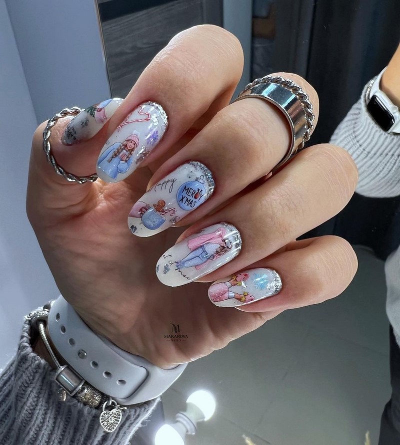 Зимний маникюр с рисунком 2026-2027: креативные тенденции зимнего нейл-арта