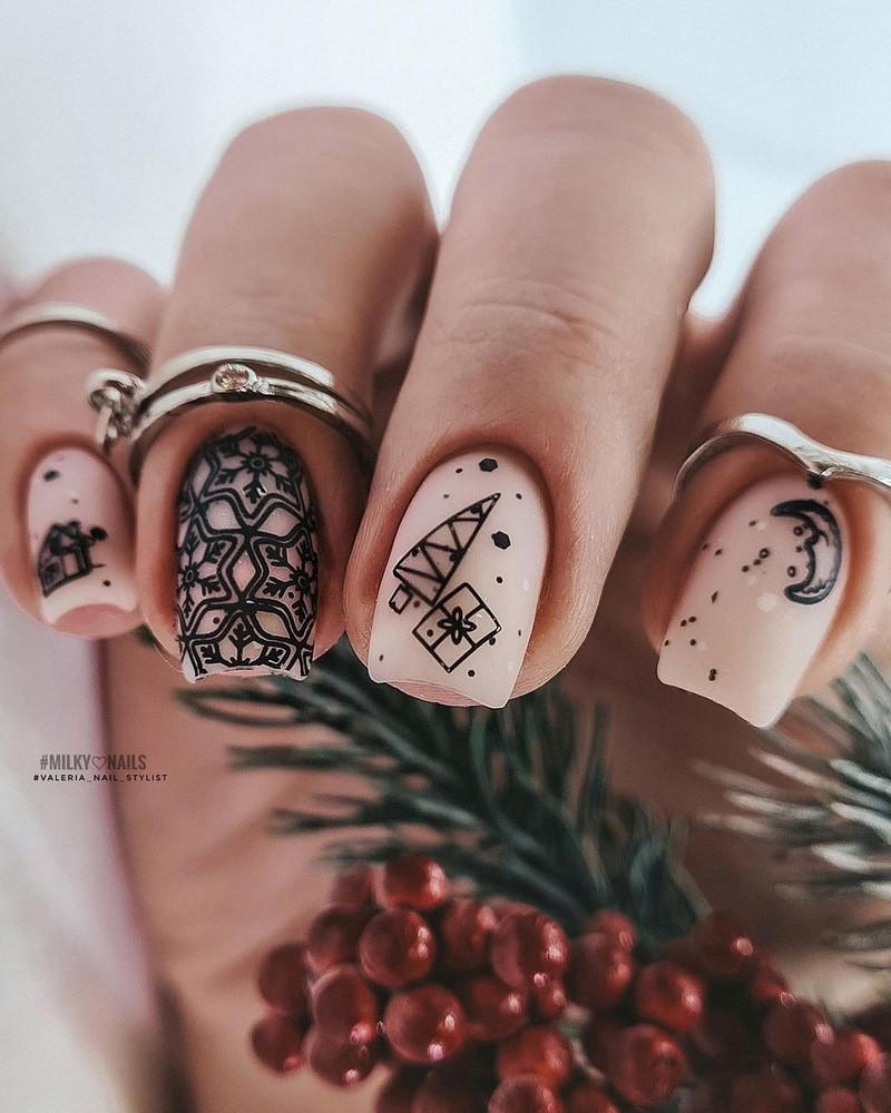 Зимний маникюр с рисунком 2026-2027: креативные тенденции зимнего нейл-арта