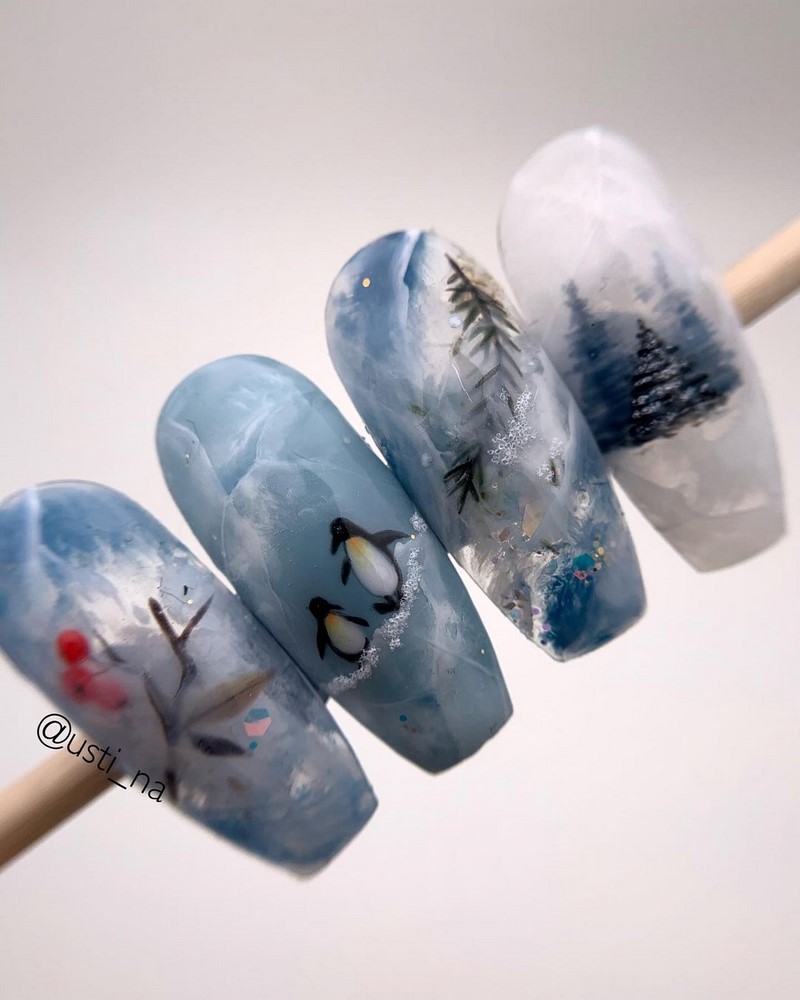 Зимний маникюр с рисунком 2026-2027: креативные тенденции зимнего нейл-арта