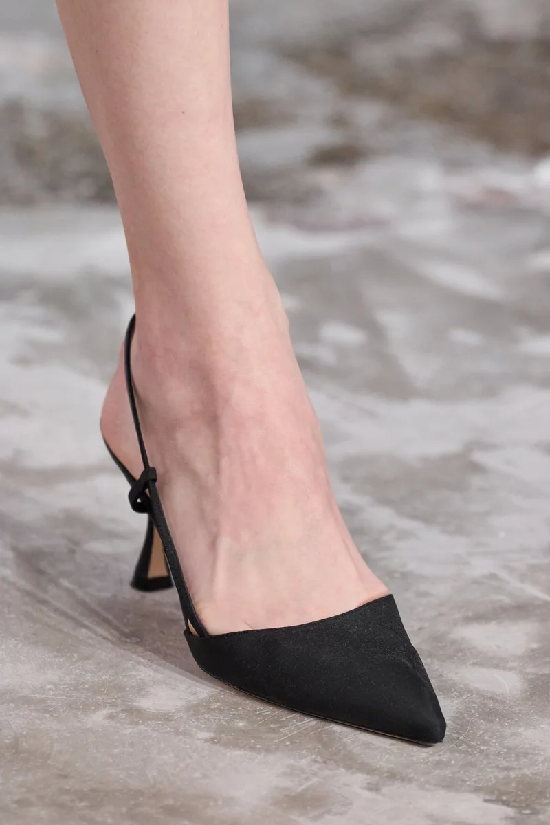Чёрные туфли-слингбэки с острым носом Carolina Herrera